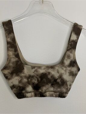 Tan + Lines Tie-Dye Bralette Crop Top in Brown and Cream Sz M